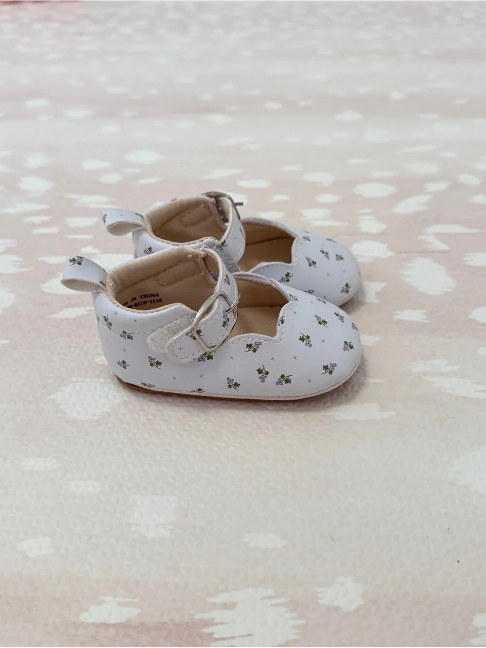 White Floral Mary Jane Baby Shoes